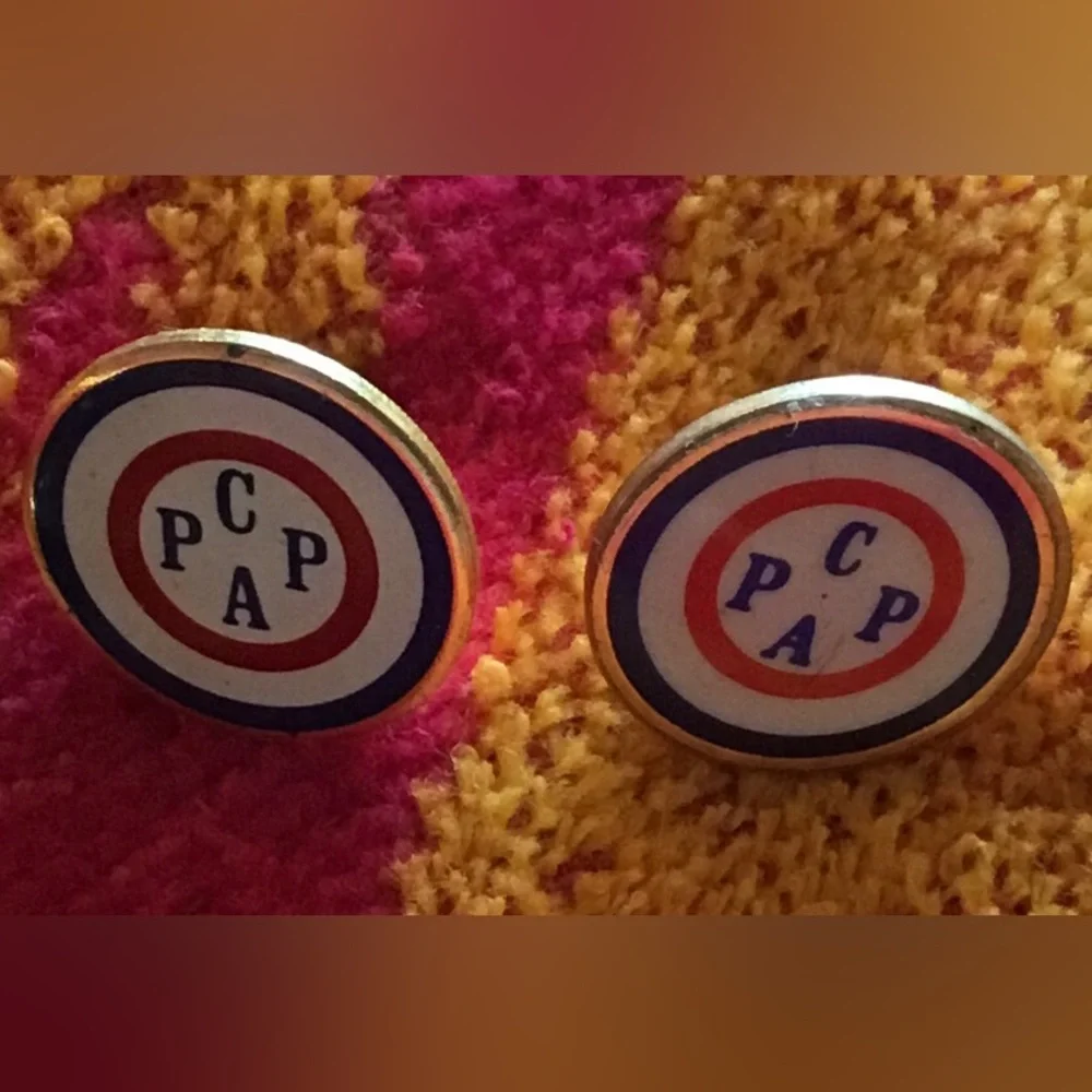 Vintage Enamel Pin Set in Navy, Gold, Red